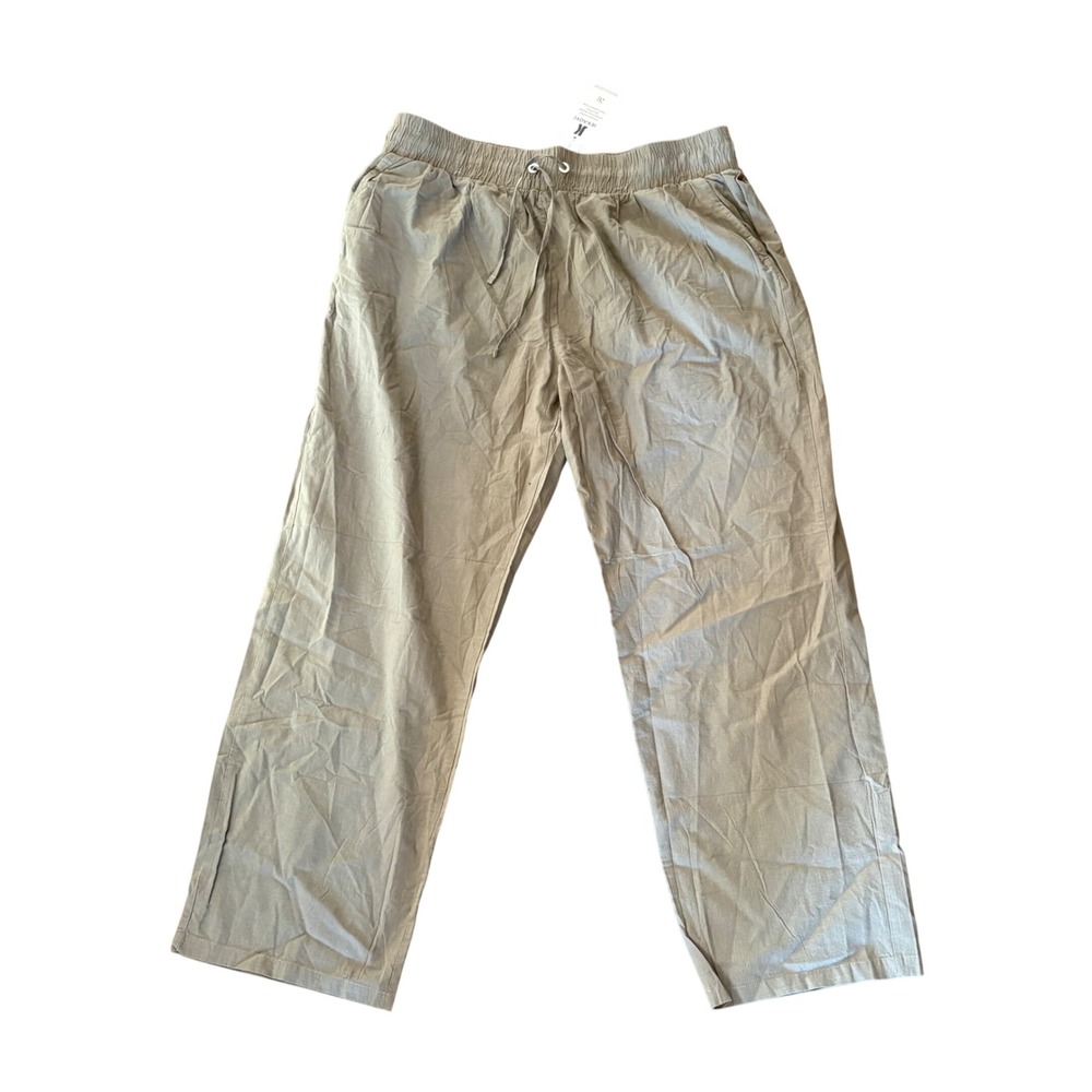 JEKAOYI Olive Green Wide Leg Pants Boho Palazzo Cotton Linen Women XXL Mens XL